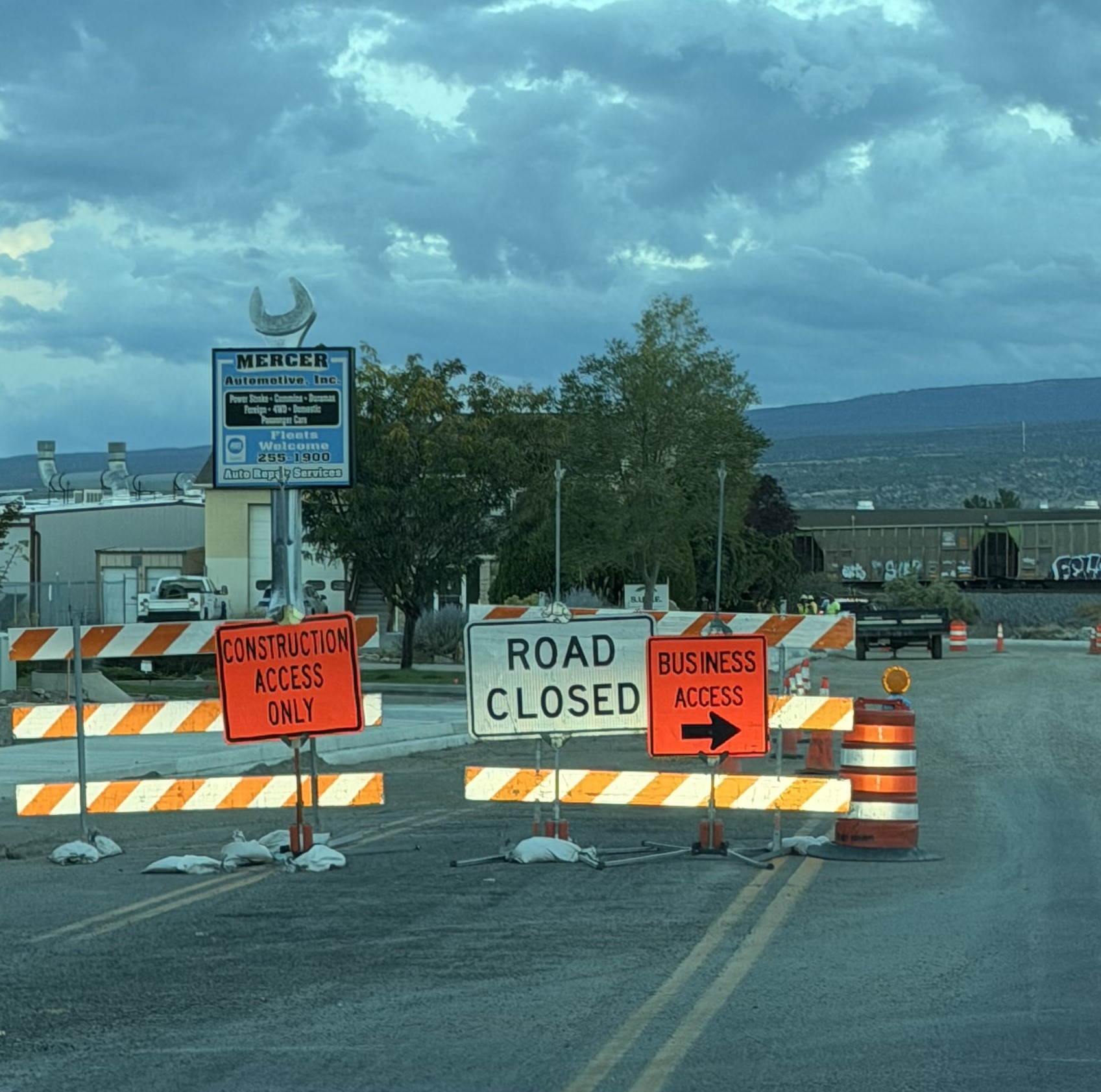 a picture of road construction